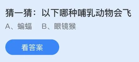 以下哪种哺乳动物会飞？蚂蚁庄园课堂12月27日答案最新