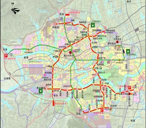 南宁市最新地铁规划线路图 南宁五条地铁站点规划