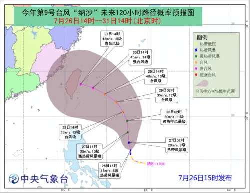 台风纳沙未来120小时路径概率预报图